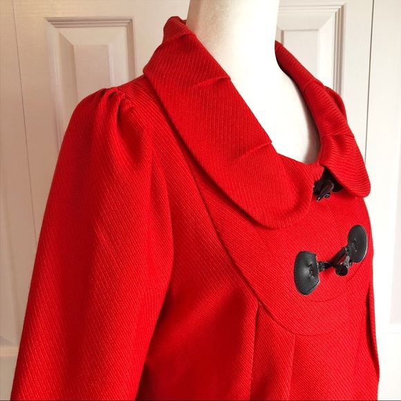 Jonesy Red Lightweight Long Sleeve Toggle Button Jacket Med - Picture 5 of 16